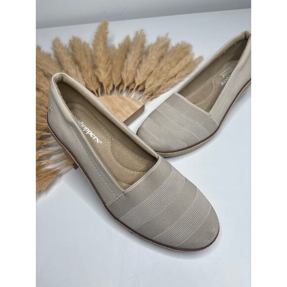 Grasshoppers Cleo Wedge Stripe Flats Size 8 Cream Orthalite Comfort - Picture 2 of 7